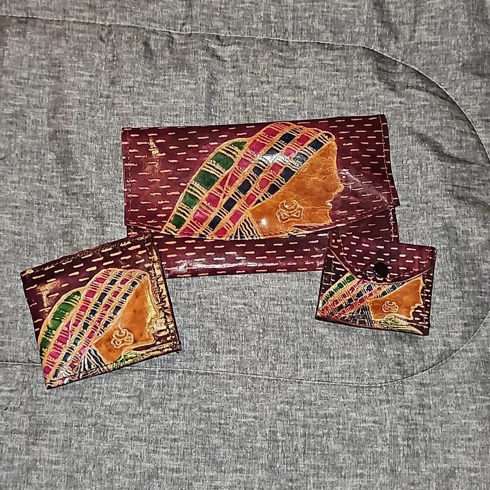 1992 Set Vintage MTG Leather Wallet Clutch w Pockets with 2 accessories